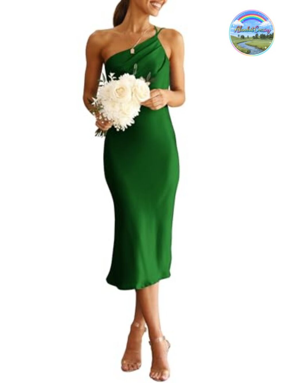 Satin Backless Midi Dress One Shoulder Spaghetti Strap Sleeveless Party